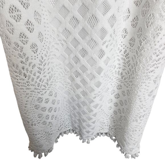 Lilly Pulitzer Marquette Shift Dress White Lace Tassel Hem Resort Timeless Sz M - Picture 4 of 10